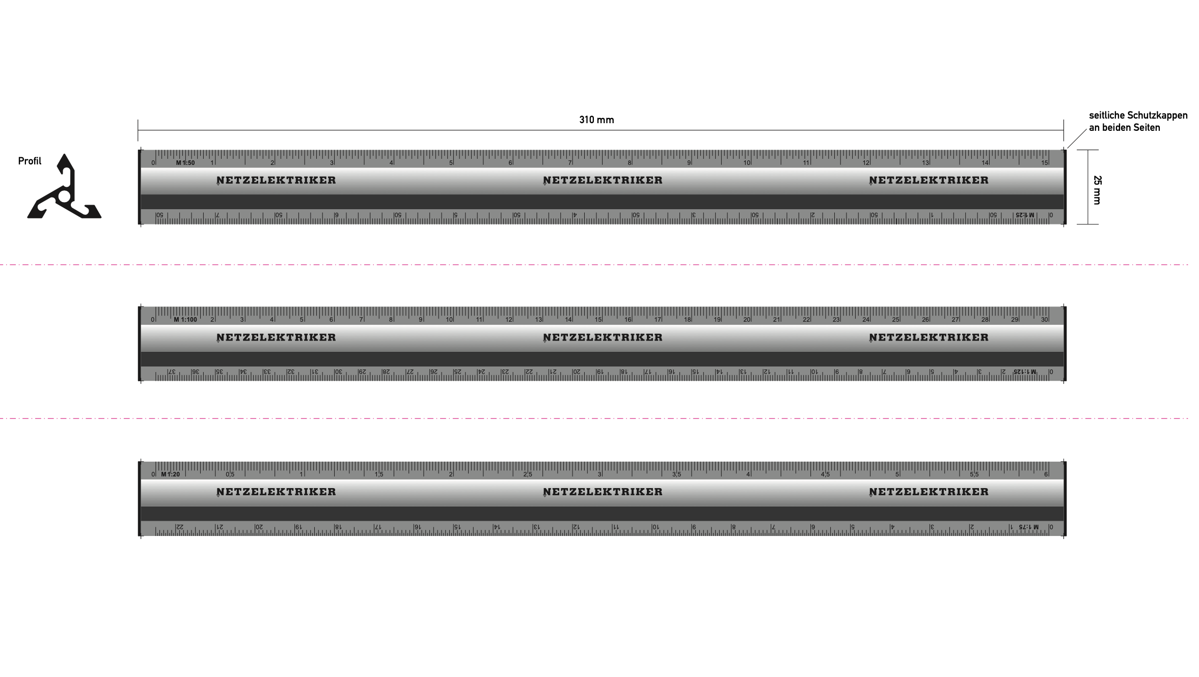 Kartenmassstab aus Aluminium